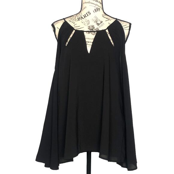 Goldray (L) Saima Keyhole Blouse - Stitch Fix Cold Shoulder Back Tassel Tie Top - Picture 1 of 10